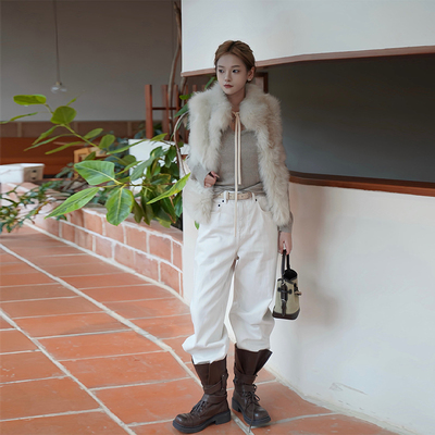 YP新款中腰直筒经典牛仔长裤复古休闲裤3185