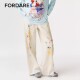 FORDARE 现货 福蝶26春夏白色做脏烟花长裤