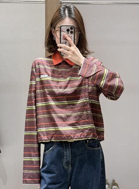 M |现货询价 26设计师品牌春季新款POLO领条纹长袖T恤