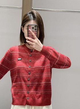 【现货】FIZZFLY | 25冬季设计师品牌新款红条纹长袖开衫