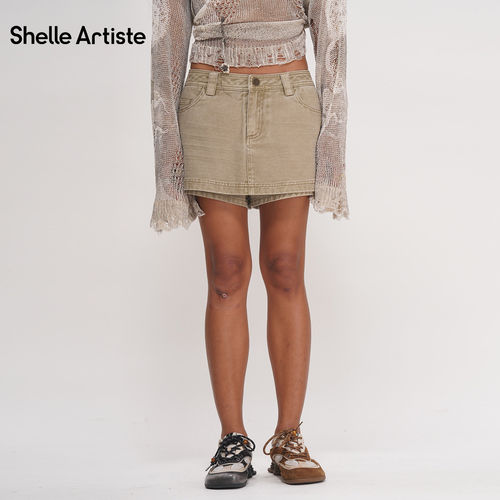 【现货】SHELLE ARTISTE26夏季微醺吧复古半身短裙做旧A字短裙