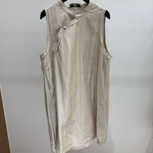 现货询价 新中式 26设计师品牌春季 无袖 桑蚕丝连衣裙 新款