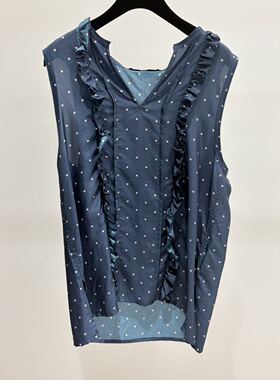 M|现货询价 26设计师品牌春季新款V领桑蚕丝拼接背心