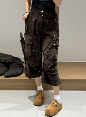 【现货】FIZZFLY | 25冬季设计师品牌新款彩色爱心绒七分裤