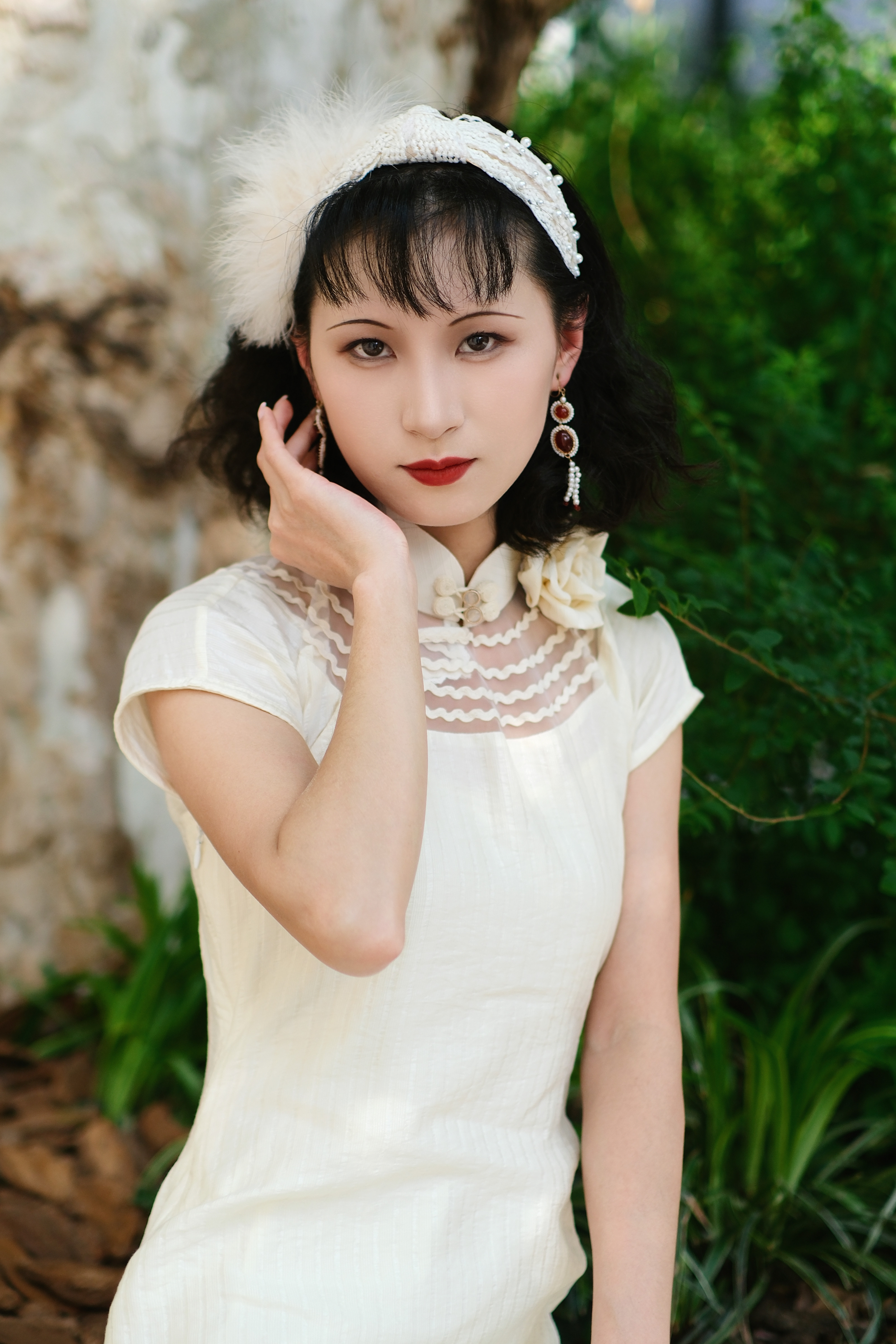 婠如秋【月白手书】2026新款夏季米白色日常可穿复古长旗袍