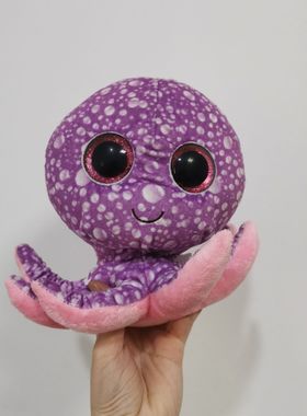 美国Ty毛绒玩具紫色章鱼安抚玩偶公仔陪伴可爱娃娃生日礼物30cm