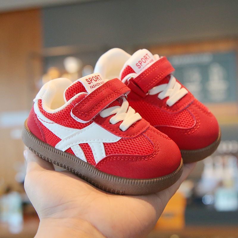 儿童运动鞋春秋男宝宝防滑板鞋软底学步鞋女童网面透气休闲德训鞋