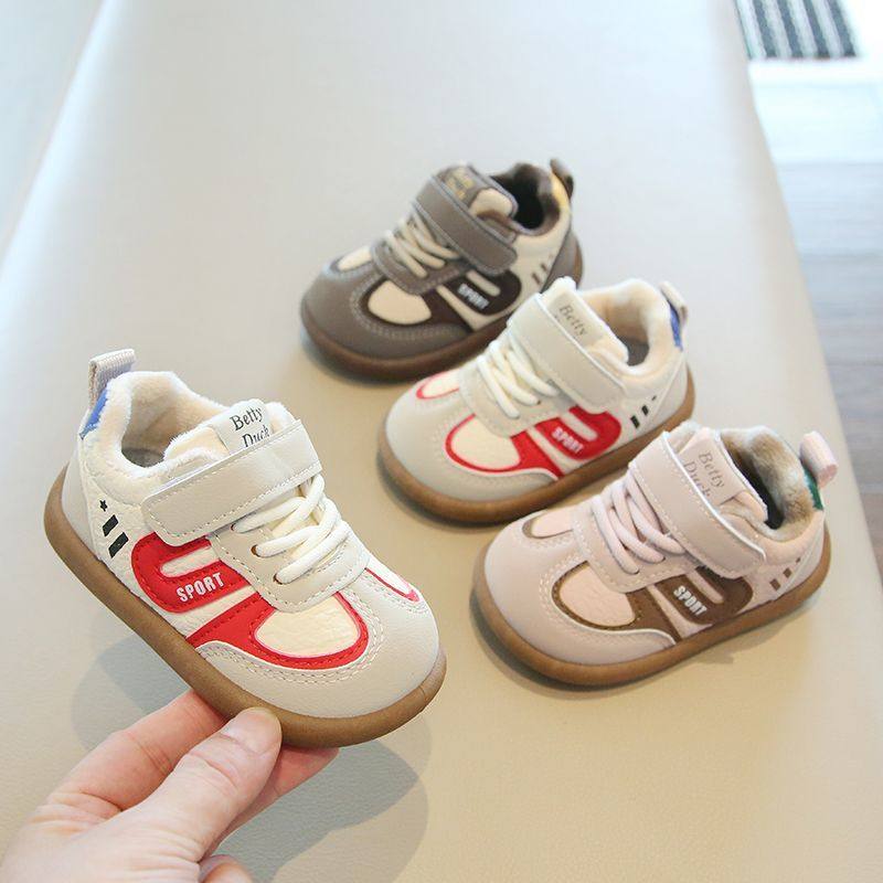 宝宝鞋子秋冬款2025加棉软底学步鞋加绒儿童运动鞋男女童防滑板鞋