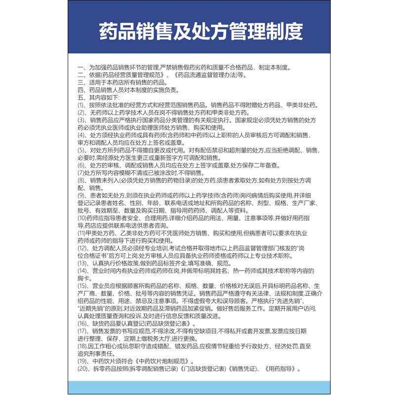 药品销售及处方管理制度药店药房