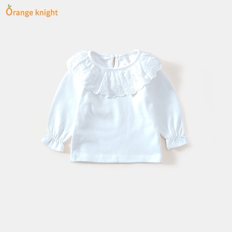 婴儿可爱百搭长袖T恤荷叶领公主