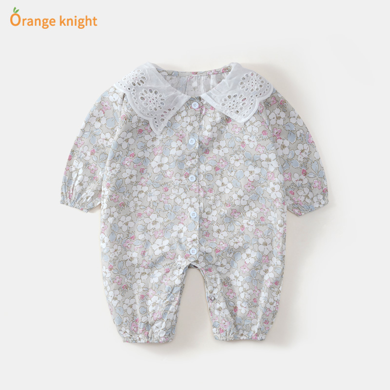 韩版婴儿衣服早秋碎花童装连体衣