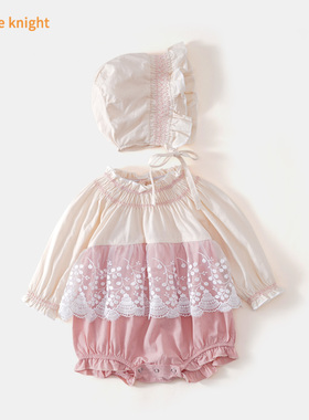 超洋气婴儿衣服春秋新生女宝宝公主连体衣三角包屁衣开档哈衣爬服