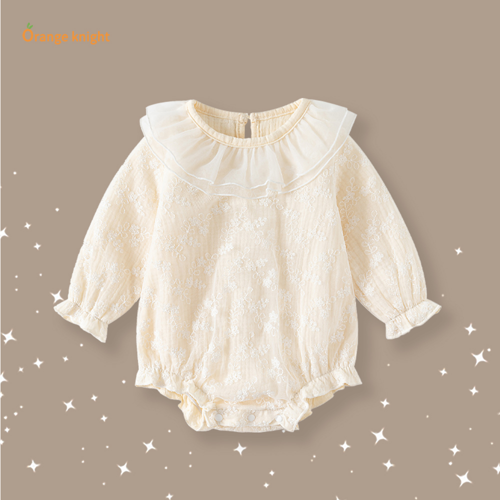 小月龄婴儿新生儿满月百天公主礼服女宝宝春季衣服长袖包屁哈衣