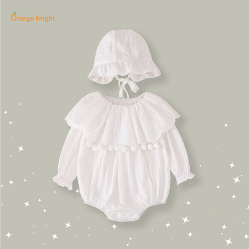 女宝宝秋季新款衣服长袖哈衣新生儿满月周岁衣服百日宴爬服包屁衣