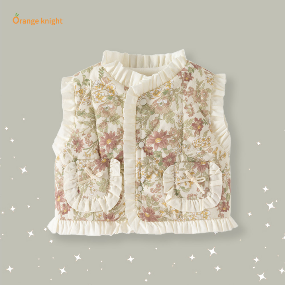 婴幼儿秋冬季装马甲碎花新生儿小宝宝洋气外穿保暖小月龄背心衣服