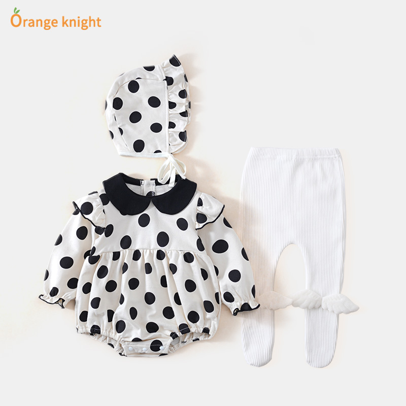 婴儿波点卫衣韩版外出宝宝包屁衣