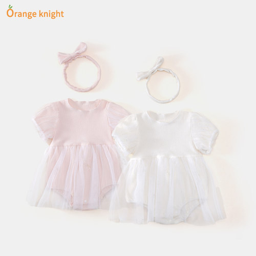 婴儿夏季短袖哈衣满月三角包屁裙