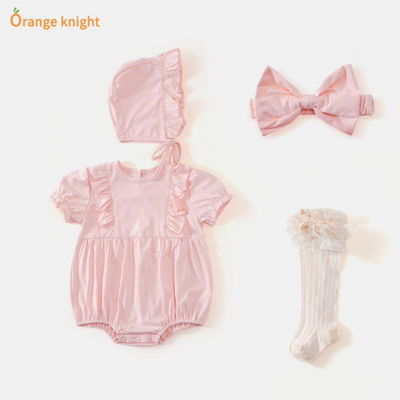 红色喜庆满月服女宝宝薄款夏装