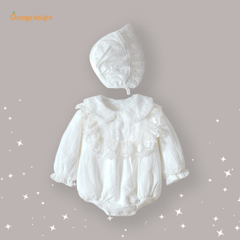 周岁满月新生儿包屁哈衣女宝宝公主风可爱娃娃领秋冬款外出服哈衣