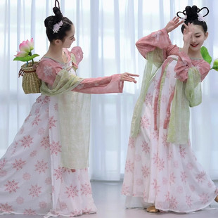 儿童古典舞演出服装戏莲池上舞蹈道具女童襦裙汉服少儿身韵表演服