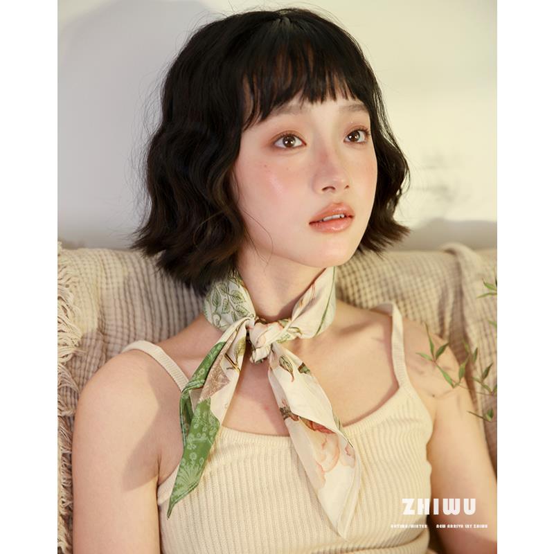 「原创」小众自制丝棉混纺丝巾小方巾女浪漫文艺度假包头头巾