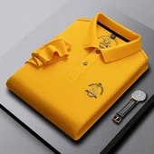 翻领刺绣潮流polo衫 100% 品质上衣高端马标男士 丝光棉t恤男式 t长袖