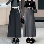 百搭高腰韩版 西装 半身裙2026春秋薄款 中长裙a字修长裙遮胯百褶裙