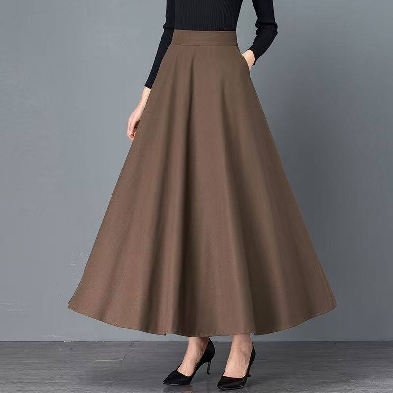 高腰A字半身长裙春秋简约优雅风遮跨职业伞裙松紧垂坠百搭大摆裙,女装/女士精品,大码半身裙,淘宝优惠券,粉丝福利购,淘宝优惠卷