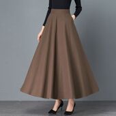 高腰A字半身长裙春秋简约优雅风遮跨职业伞裙松紧垂坠百搭大摆裙