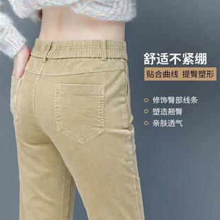 灯芯绒女裤 休闲直筒裤 高腰修身 时尚 潮 显瘦小脚哈伦裤 秋冬新款