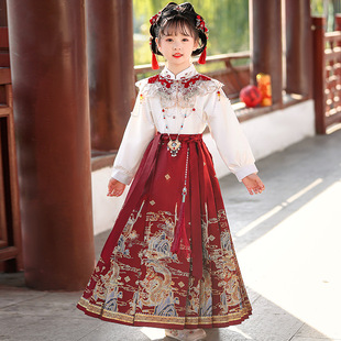 女童织金马面裙套装春秋衬衫儿童古风汉服女大童春款唐装国风年服