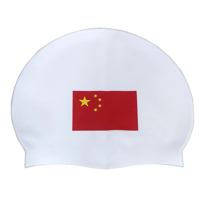 浩沙游泳帽黑色白色国旗硅胶防滑图片