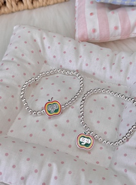 贝奇手作·原创苹果小象好运银色串珠叠戴百搭ins风多巴胺配色