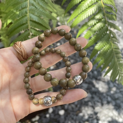 贝奇手作绿檀木转运珠手链