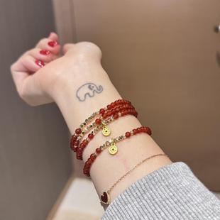 贝奇手作·红配金显贵气呀!! 红玛瑙小米珠 钱币 开运招cai手串