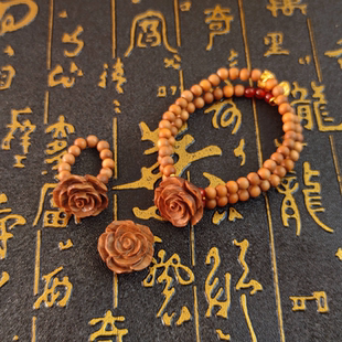 海川閣印度邁索爾正區老山檀玫瑰花配飾18x9mm
