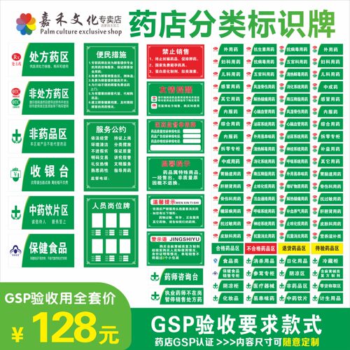 医院标签全套药店分类