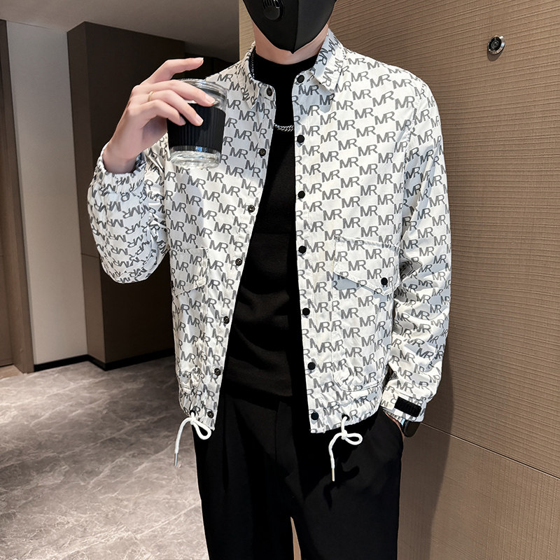 新款男士休闲翻领花色夹克时尚外套JK8963-P105,男装夹克,星座304B