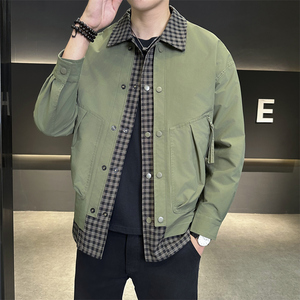新款假两件格子外套JK24001-P90图片
