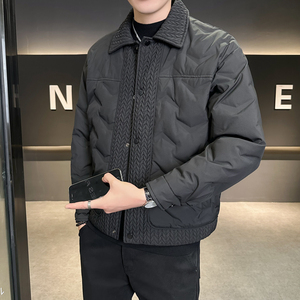 新款男士休闲翻领拼接标白鸭绒羽绒服YRF121-P160图片