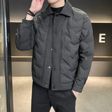 新款男士休闲翻领拼接标白鸭绒羽绒服YRF121-P160，男装羽绒服，星座304B