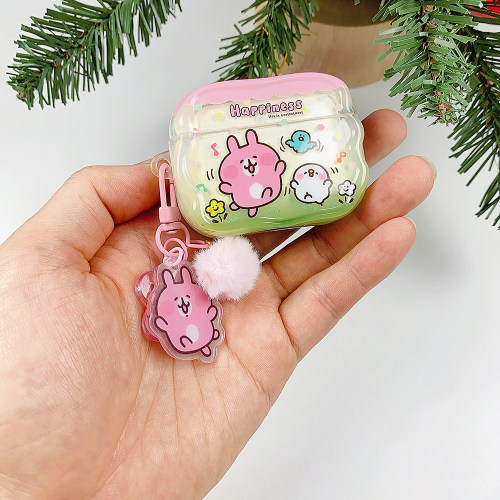 日系卡通粉色开心兔子airpods5保护套airpod4适用苹果pro3耳机壳二代无线蓝牙第三代2代airpodpro四代3五代盒