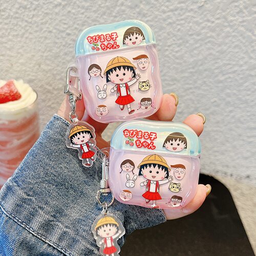 卡通可爱樱桃小丸子适用苹果耳机保护套airpods4无线蓝牙耳机壳三四airpodpro2二代ipod耳机盒airpods3保护壳