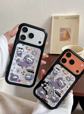 ins韩系黑框镜面呆萌zoa猫适用iphone17promax手机壳苹果16新款15创意14pro女款13权志龙15pro全包防摔保护套