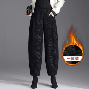 松紧宽松九分复古印花休闲灯笼裤 气质花苞中老年妈妈裤 女秋冬新款