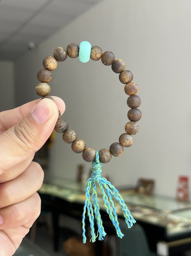 燕玺家 越南芽庄8mm单圈绿松石转运珠手串 手链