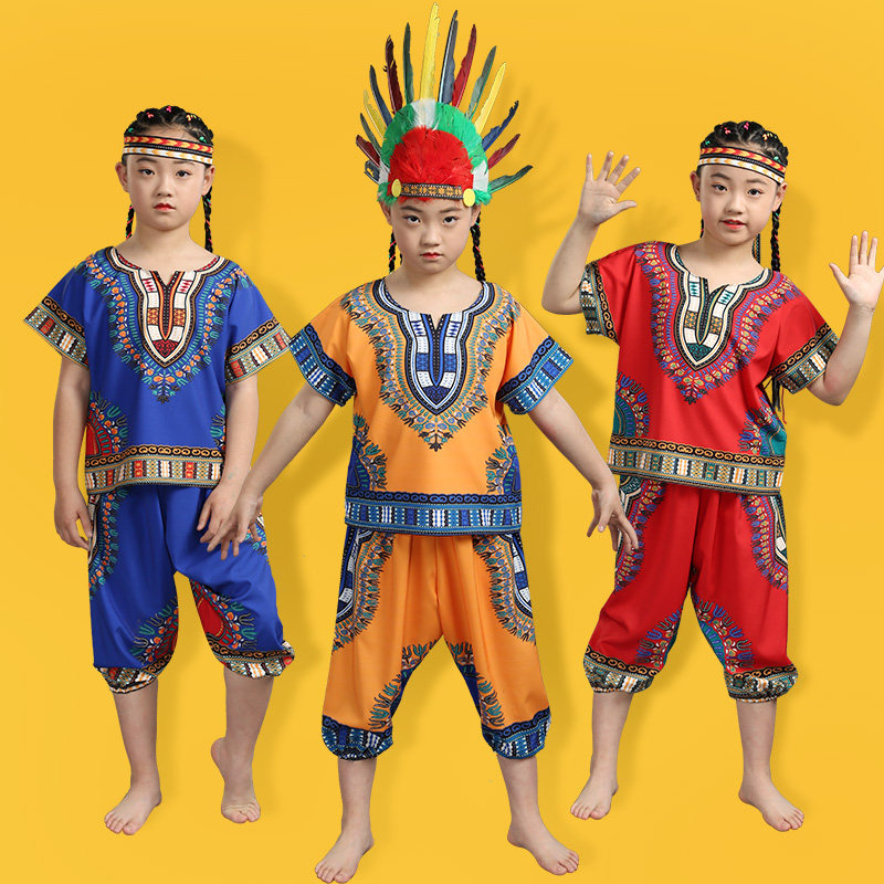 非洲鼓演出服少数民族成人儿童男女舞蹈套装喜庆打鼓六一表演风傣