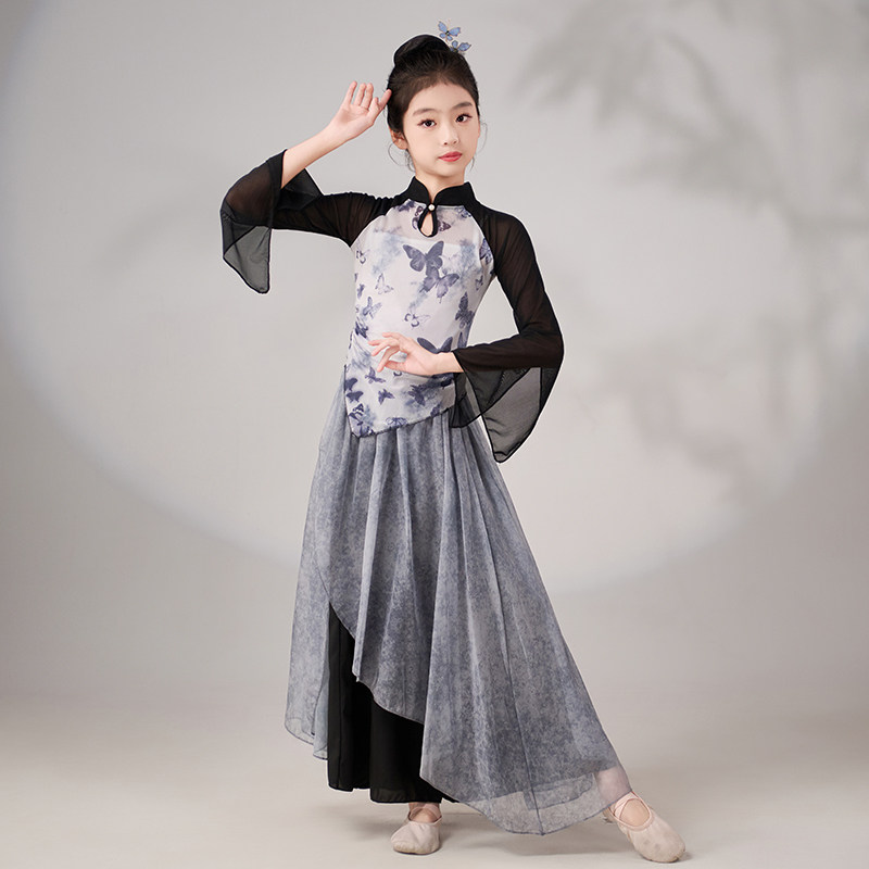 表演服套装印花飘逸纱衣女童装