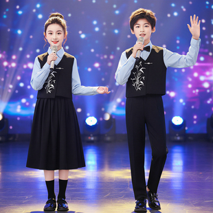 元旦儿童中小学生爱国合唱演出服国风演讲朗诵比赛服装男女童礼服