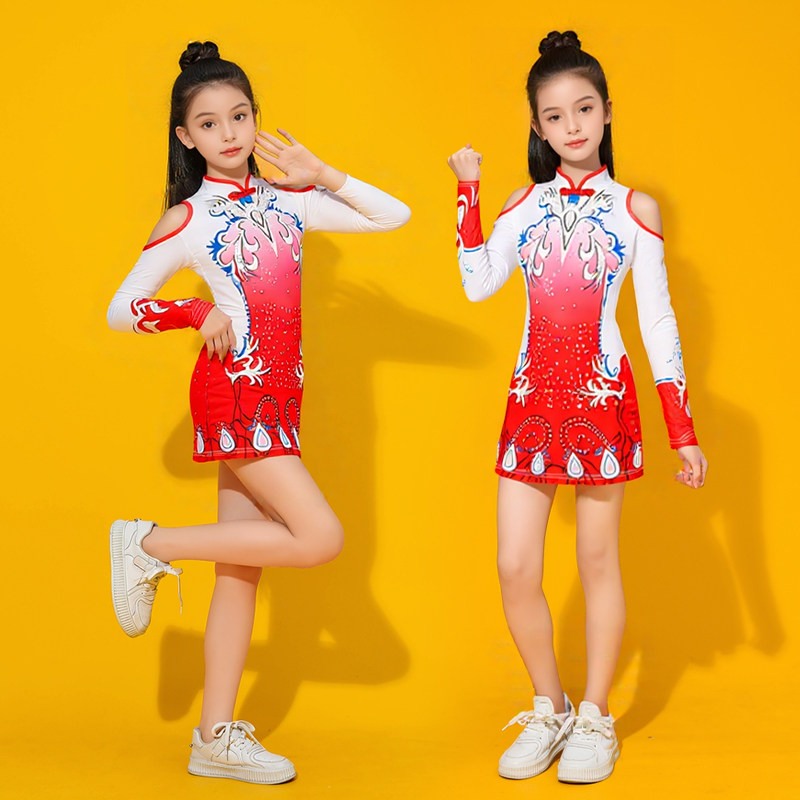 中国风啦啦操服演出服拉拉队服装成人儿童啦啦队团队操服装健美操